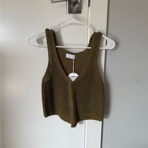 Isalis Knot Crop Vest in Cove (Olive Green)